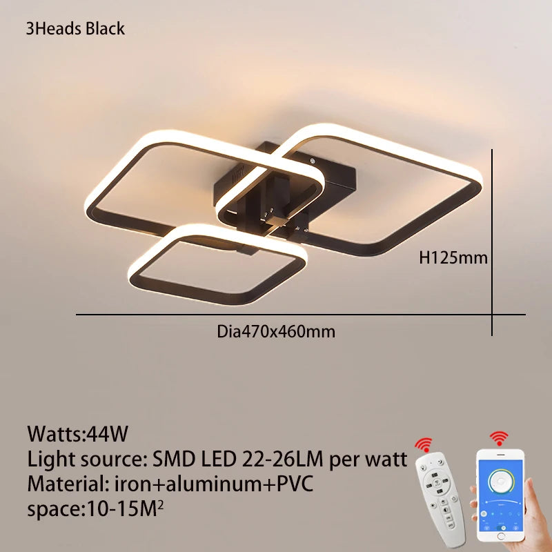Black/White Modern LED Ceiling Chandelier,Living Room LED Chandelier Lamp,dimmable Bedroom Ceiling Light Fixture,3-6 head lustre
