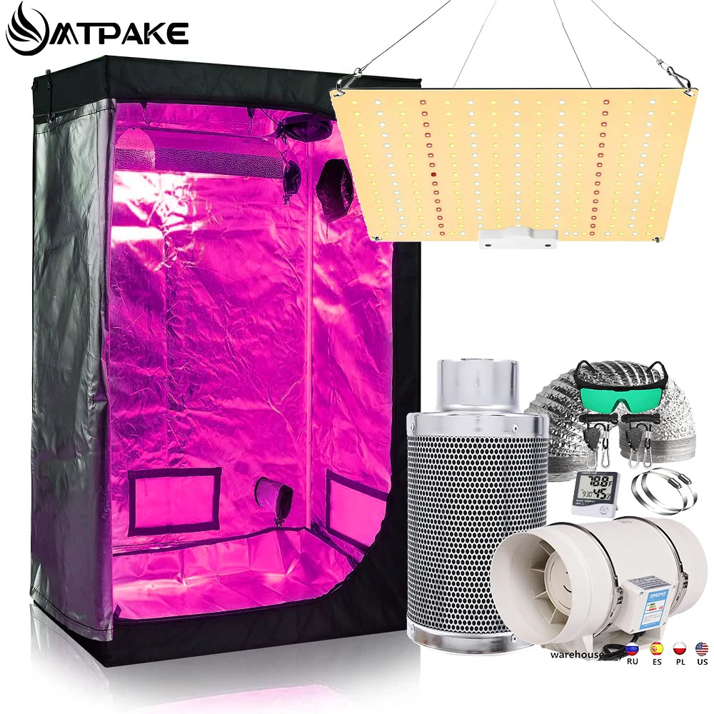 Grow Tent Growbox Hydroponics Growing System Led Grow Plant Lights Full Kits High PPFD 4Inch Duct Fans Activated Carbon Filter