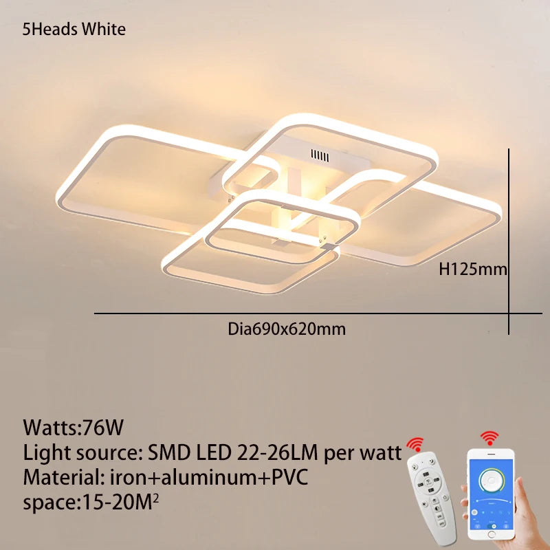 Black/White Modern LED Ceiling Chandelier,Living Room LED Chandelier Lamp,dimmable Bedroom Ceiling Light Fixture,3-6 head lustre