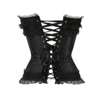 Sexy Satin Overbust Corset Top Lace Bowknot Decorated Clubwear Showgirl Body Shaper Plus Size