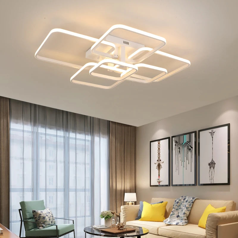 Black/White Modern LED Ceiling Chandelier,Living Room LED Chandelier Lamp,dimmable Bedroom Ceiling Light Fixture,3-6 head lustre