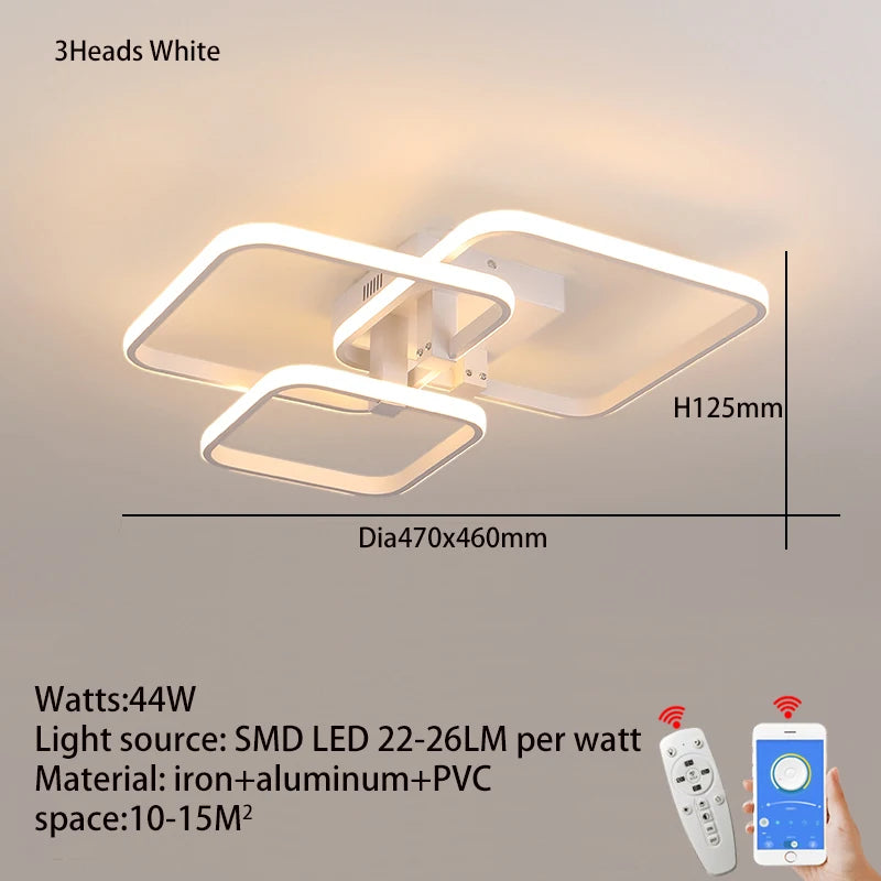 Black/White Modern LED Ceiling Chandelier,Living Room LED Chandelier Lamp,dimmable Bedroom Ceiling Light Fixture,3-6 head lustre