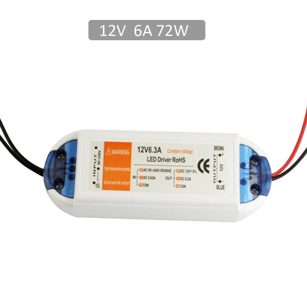 5V Power Supply 12V LED Driver 5 Volt Power Adapter 12 Volt 60W 72W 100W AC 110V 220V to DC 5V 12V 8A 20A LED Strip Transformer