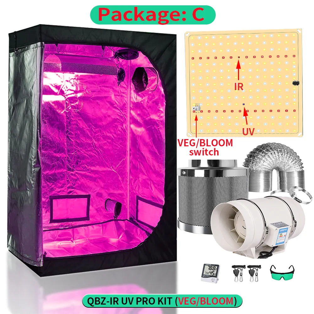 Grow Tent Growbox Hydroponics Growing System Led Grow Plant Lights Full Kits High PPFD 4Inch Duct Fans Activated Carbon Filter