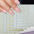 1pc Golden Silver French Line Tips Nail Sticker Gradient Stripe Lines Sliders For Nails Designs Self-Adhesive Nail Art Decals