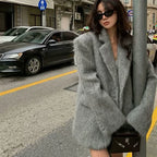 2026 Women Winter Blazer Coat Turn Down Collar Warm Coat Turn Down Collar Fashion Design Blazer Feminino Tops Clothes