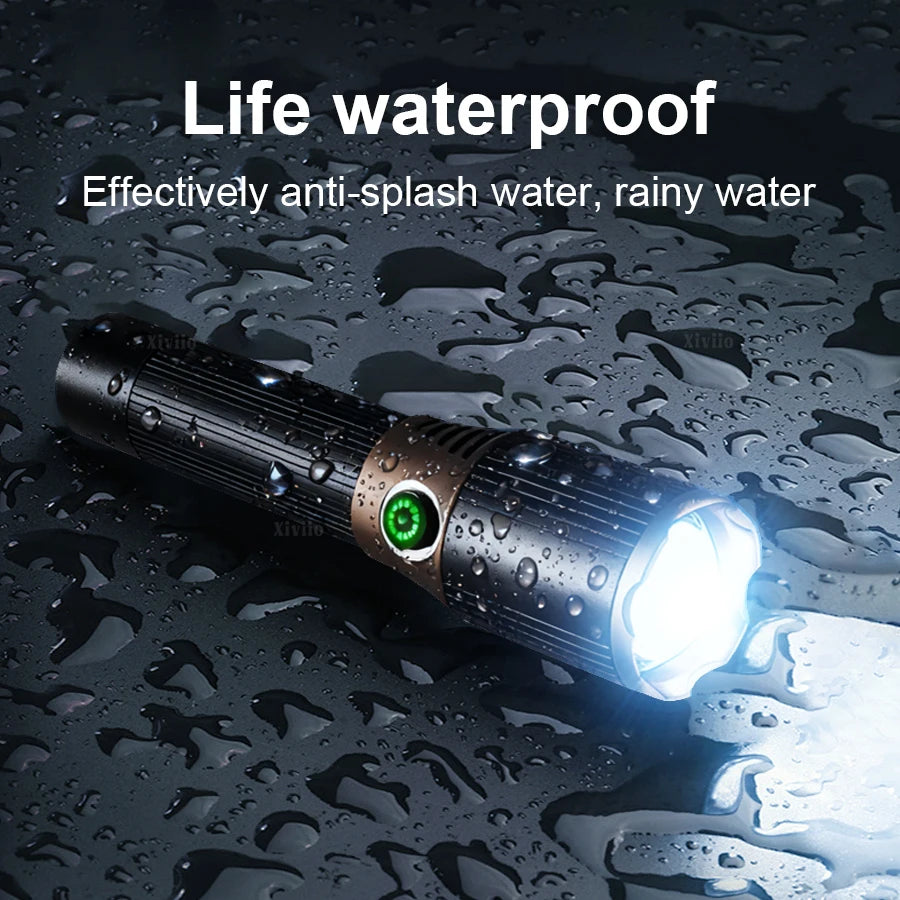 2026 Strong Light Portable Flashlight 18650 Rechargeable LED Torch Zoom Aluminum Alloy Flashlights 200000LM Super Bright Lantern