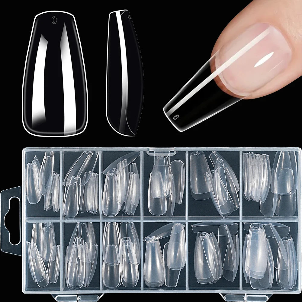 240/120pcs 8 Styles Clear Soft Gel Fake Nail Tips Full Cover Long Square Almond Acrylic Press On Nails Extension Nail Salon Tool