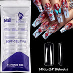 240/120pcs 8 Styles Clear Soft Gel Fake Nail Tips Full Cover Long Square Almond Acrylic Press On Nails Extension Nail Salon Tool