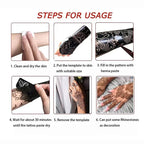 Flower Pattern Tattoo Stencils for Women Hollow Henna Tattoo Stencils for Hand Fingers Reusable Tattoo Templates Tattoo Tools
