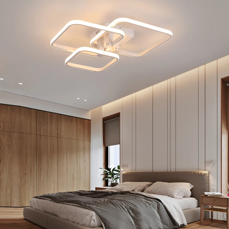 Black/White Modern LED Ceiling Chandelier,Living Room LED Chandelier Lamp,dimmable Bedroom Ceiling Light Fixture,3-6 head lustre