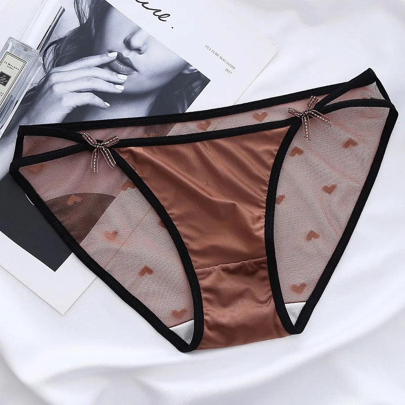 Women's Sexy Lace Underwear Panties Delicate Soft Comfortable Underpants Fashion Female Mesh Up Bow Low-Rise Briefs