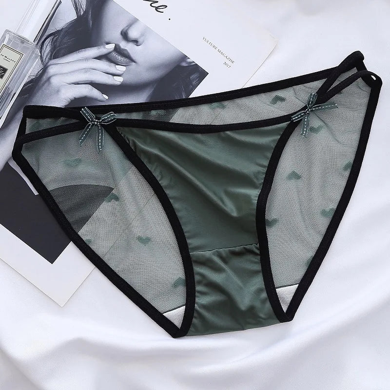 Women's Thong Delicate and Soft Lace Sexy Panties Charming New Mesh Lace-up Bow Briefs Low Waist Panties