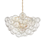 Mid century ribbed glass pendant light clear Glass Bubble ball lamp for dining room Restaurant Foyer Suspension Country lamp