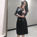 Elegant Stripe Double-Breasted Waist-Cinching Jacket Korean Style Slim Fit Single-Breasted Coat New Hot Sale Of The Season Fashi