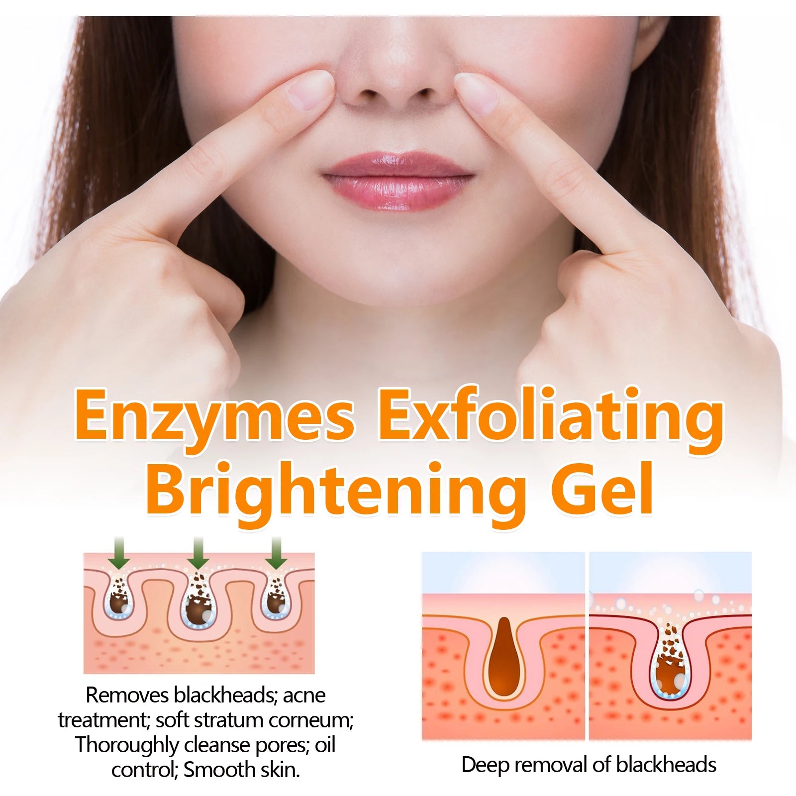 HOYGI Orange Exfoliating Gel Gentle Cleansing Dead Spot Remover Reduce Blackheads Smooth Brightening for All Skin Types Care