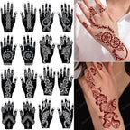 Flower Pattern Tattoo Stencils for Women Hollow Henna Tattoo Stencils for Hand Fingers Reusable Tattoo Templates Tattoo Tools