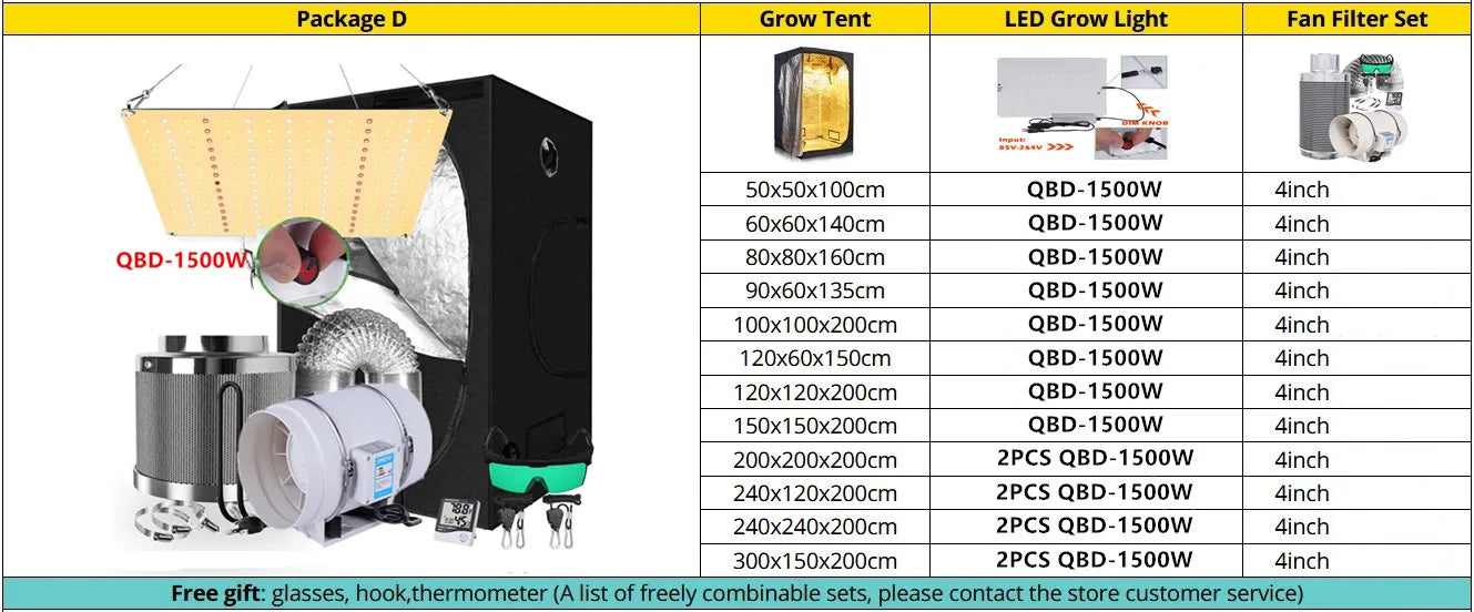 Grow Tent Growbox Hydroponics Growing System Led Grow Plant Lights Full Kits High PPFD 4Inch Duct Fans Activated Carbon Filter