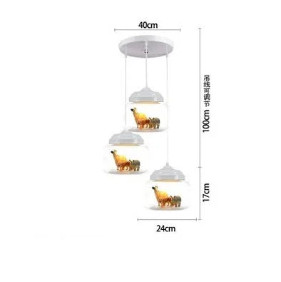 Modern Stylish Glass jar-shaped animal figurine LED Pendant Light Art Creative Lamps for Living Room Home Decoration Chandeliers