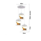 Modern Stylish Glass jar-shaped animal figurine LED Pendant Light Art Creative Lamps for Living Room Home Decoration Chandeliers