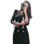 Elegant Stripe Double-Breasted Waist-Cinching Jacket Korean Style Slim Fit Single-Breasted Coat New Hot Sale Of The Season Fashi