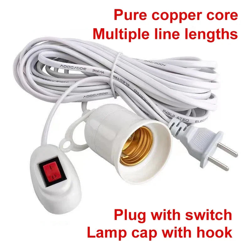 Lamp Bases Universal With Switch Led Bulb Socket Adapter E27 Screw Lamp Holder Accessories Tools Two Plugs Suspension