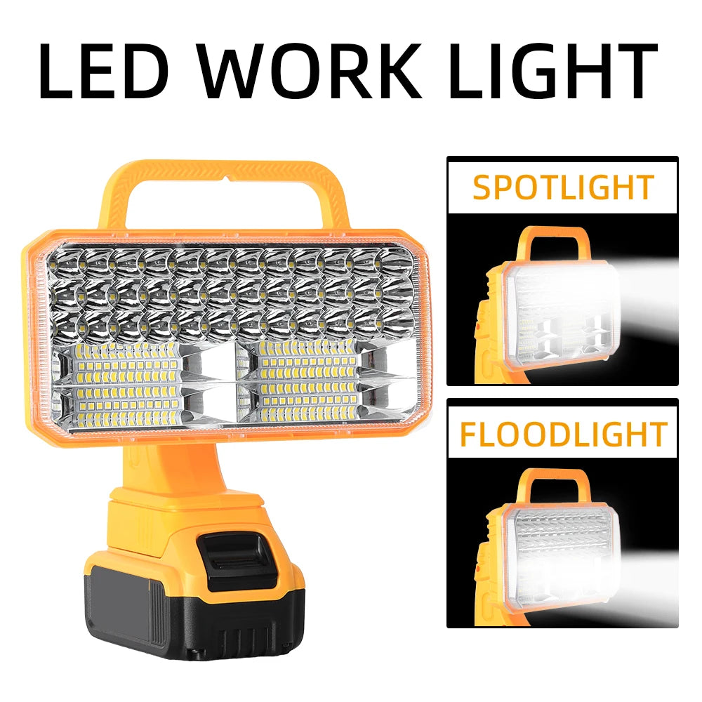 Portable Utility lights 4200LM LED Work Light Compatible with Dewalt 20V Max Lithium-ion Battery, Flashlight with USB Port