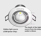 Dimmable Embedded LED Downlights 5W7W/9W12W15W/18W20W COB Ceiling Lights Spotlights Angle Adjustable AC90-260V CRI90 For Home
