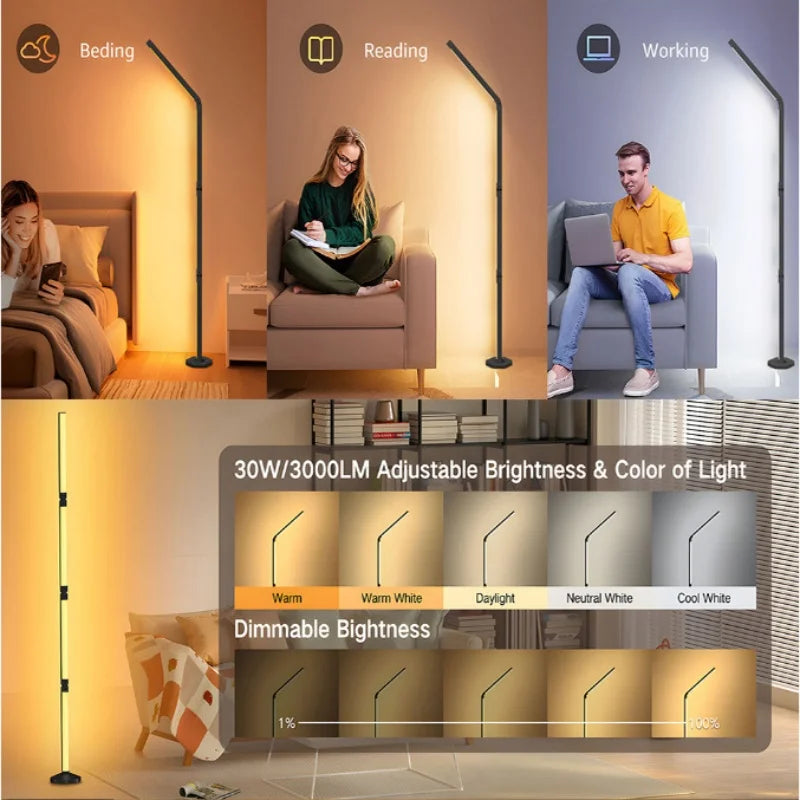RGB Tuya WIFI Led Floor Lamp Folding DIY Styling Ambient Lighting Voice Controlled Rhythm Lamp for Living Room Bedroom Room Deco