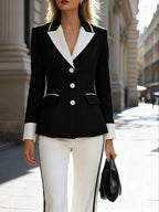 Black and white contrast slim-fit suit jacket, classic black and white contrast suit jacket, unlock the elegant style of the urb