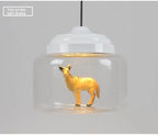 Modern Stylish Glass jar-shaped animal figurine LED Pendant Light Art Creative Lamps for Living Room Home Decoration Chandeliers