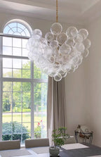 Mid century ribbed glass pendant light clear Glass Bubble ball lamp for dining room Restaurant Foyer Suspension Country lamp