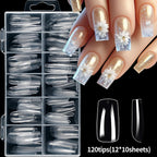 240/120pcs 8 Styles Clear Soft Gel Fake Nail Tips Full Cover Long Square Almond Acrylic Press On Nails Extension Nail Salon Tool