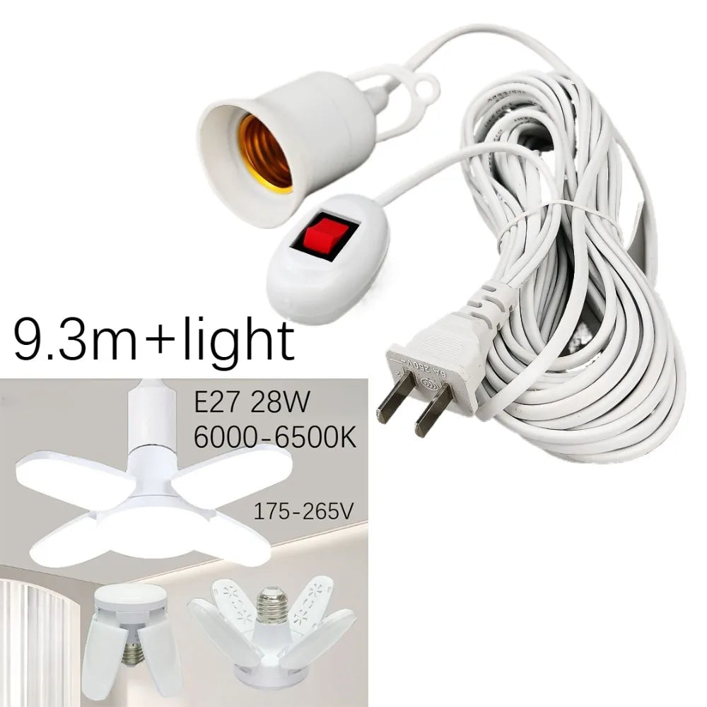 Lamp Bases Universal With Switch Led Bulb Socket Adapter E27 Screw Lamp Holder Accessories Tools Two Plugs Suspension