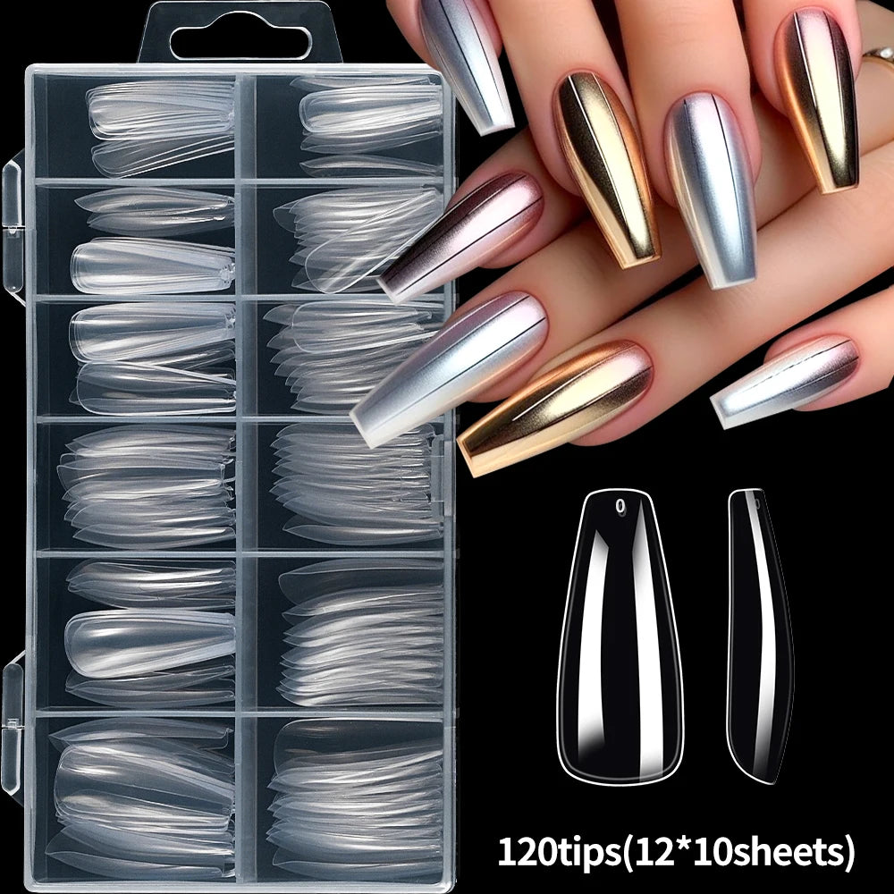 240/120pcs 8 Styles Clear Soft Gel Fake Nail Tips Full Cover Long Square Almond Acrylic Press On Nails Extension Nail Salon Tool