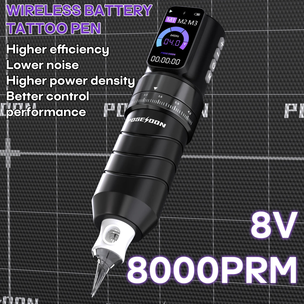 POSEIDON Tattoo Kit V5 High Quality Tattoo Pen Kit For Permanent Makeup Tattoo Machine Kit Wireless Power Supply Tattoo Gun Kit