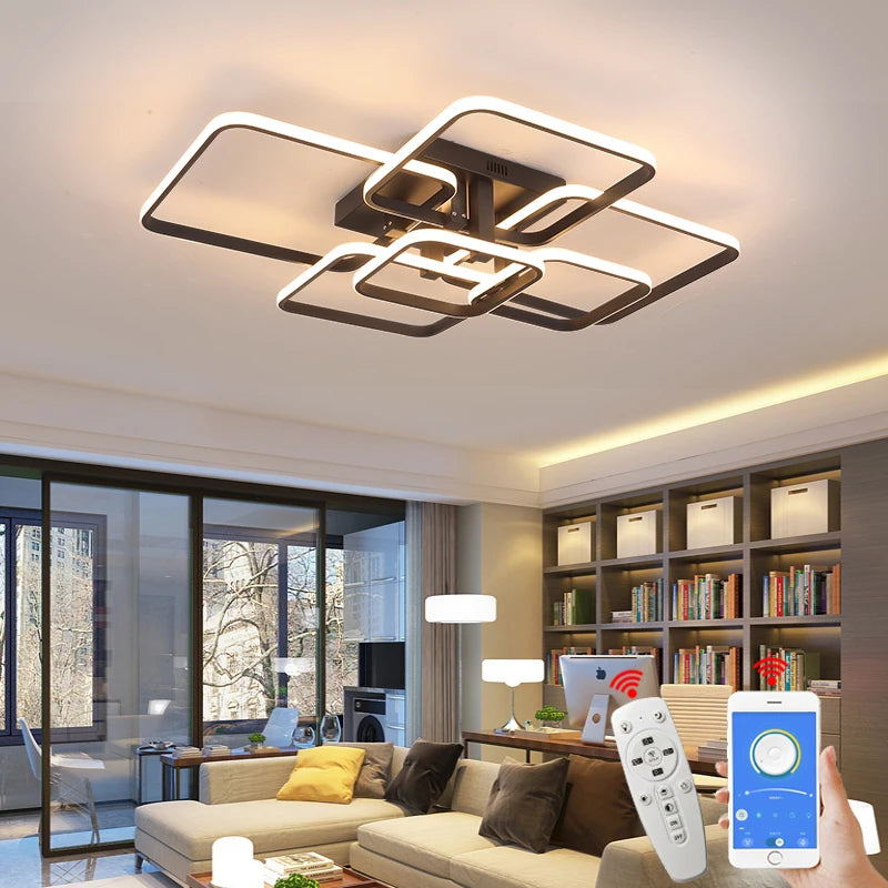 Black/White Modern LED Ceiling Chandelier,Living Room LED Chandelier Lamp,dimmable Bedroom Ceiling Light Fixture,3-6 head lustre