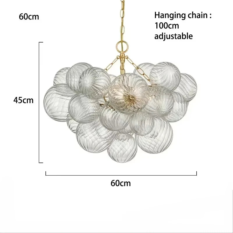 Mid century ribbed glass pendant light clear Glass Bubble ball lamp for dining room Restaurant Foyer Suspension Country lamp
