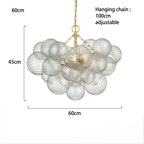Mid century ribbed glass pendant light clear Glass Bubble ball lamp for dining room Restaurant Foyer Suspension Country lamp