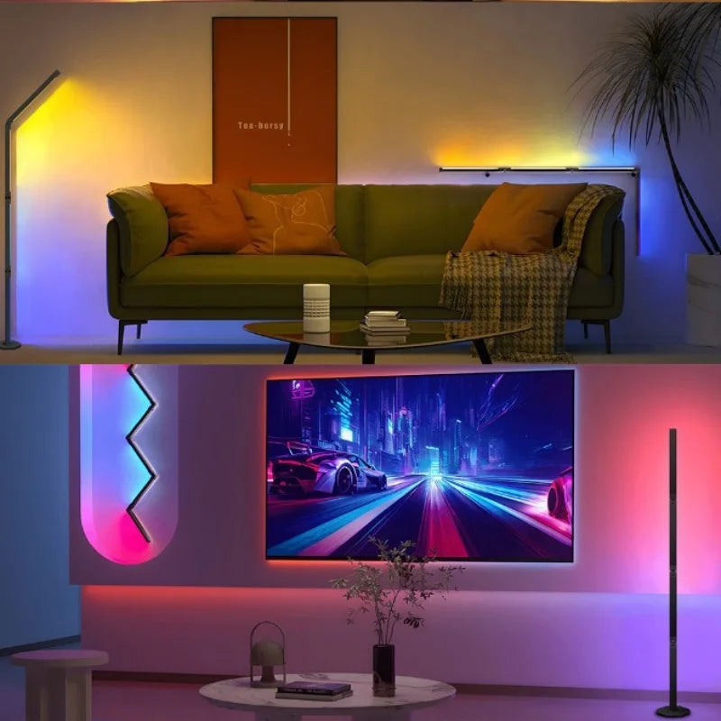 RGB Tuya WIFI Led Floor Lamp Folding DIY Styling Ambient Lighting Voice Controlled Rhythm Lamp for Living Room Bedroom Room Deco