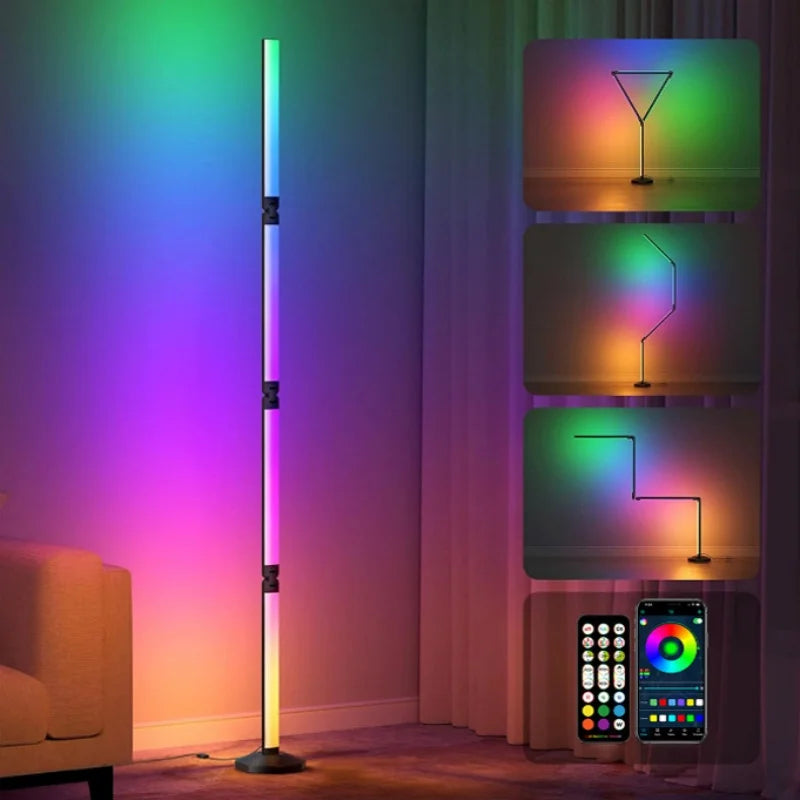 RGB Tuya WIFI Led Floor Lamp Folding DIY Styling Ambient Lighting Voice Controlled Rhythm Lamp for Living Room Bedroom Room Deco