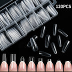 240/120pcs 8 Styles Clear Soft Gel Fake Nail Tips Full Cover Long Square Almond Acrylic Press On Nails Extension Nail Salon Tool
