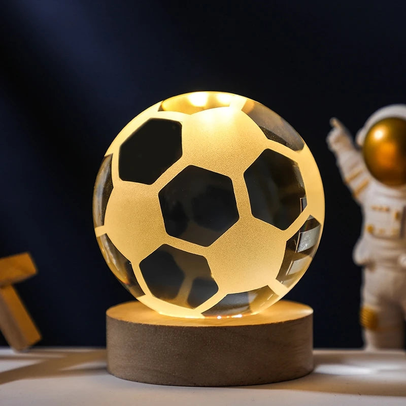 Unique 3D Crystal Ball Night Light Led Lamp Bedside Table Glowing Galaxy Lamp Saturn Planets Moon Children Birthday Gift Toy 5cm