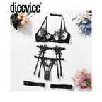 Diccvicc Floral Lingerie Solid Open Bra Fancy Thong Naked Women Underwear Uncensored Exotic Set Sensual Intimate Kit Sexy Outfit