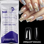 240/120pcs 8 Styles Clear Soft Gel Fake Nail Tips Full Cover Long Square Almond Acrylic Press On Nails Extension Nail Salon Tool