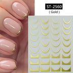 1pc Golden Silver French Line Tips Nail Sticker Gradient Stripe Lines Sliders For Nails Designs Self-Adhesive Nail Art Decals