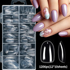 240/120pcs 8 Styles Clear Soft Gel Fake Nail Tips Full Cover Long Square Almond Acrylic Press On Nails Extension Nail Salon Tool