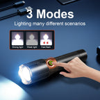 2026 Strong Light Portable Flashlight 18650 Rechargeable LED Torch Zoom Aluminum Alloy Flashlights 200000LM Super Bright Lantern