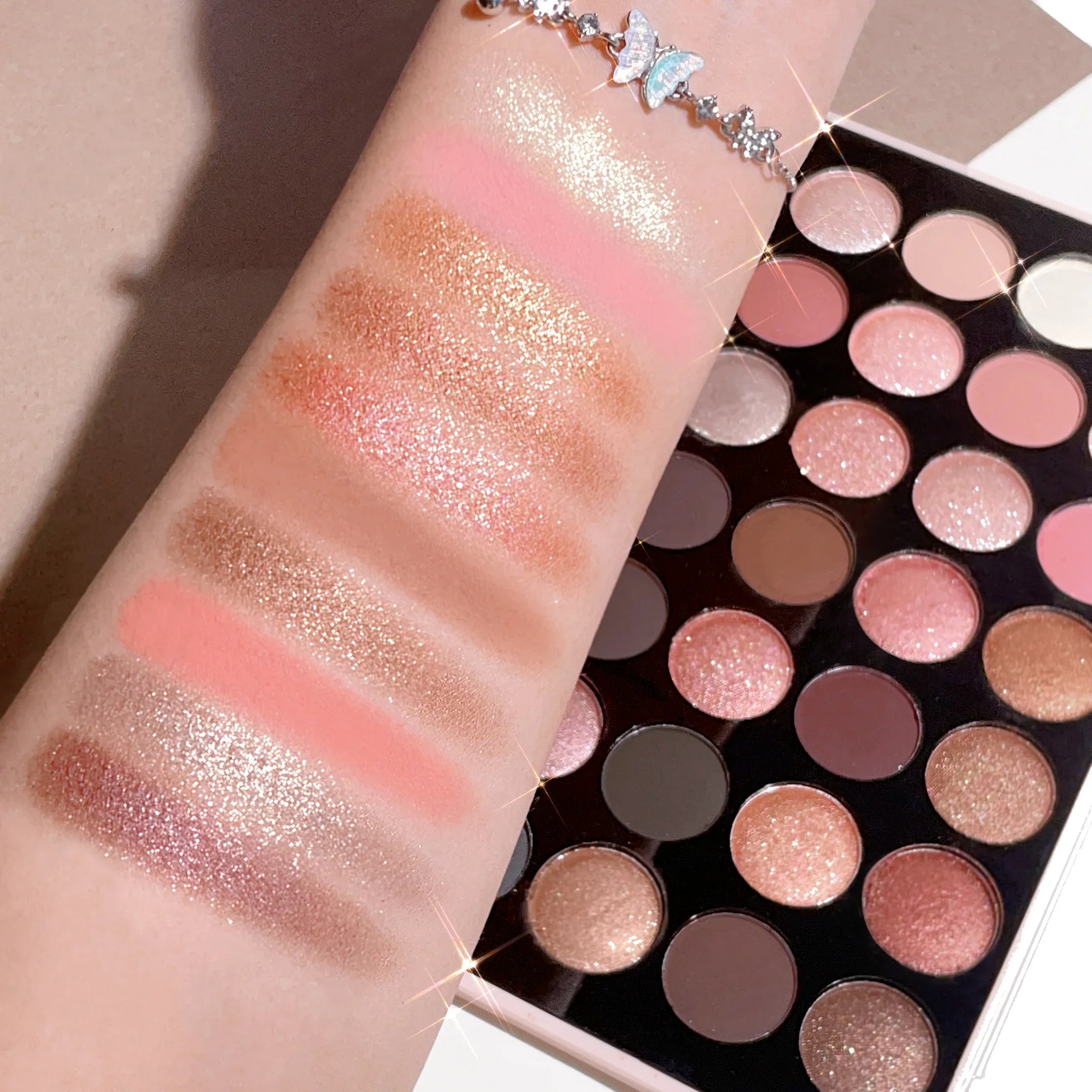 28-color eyeshadow palette, pearlescent matte, earthy tones, non-easy to fade, affordable multi-color eyeshadow palette