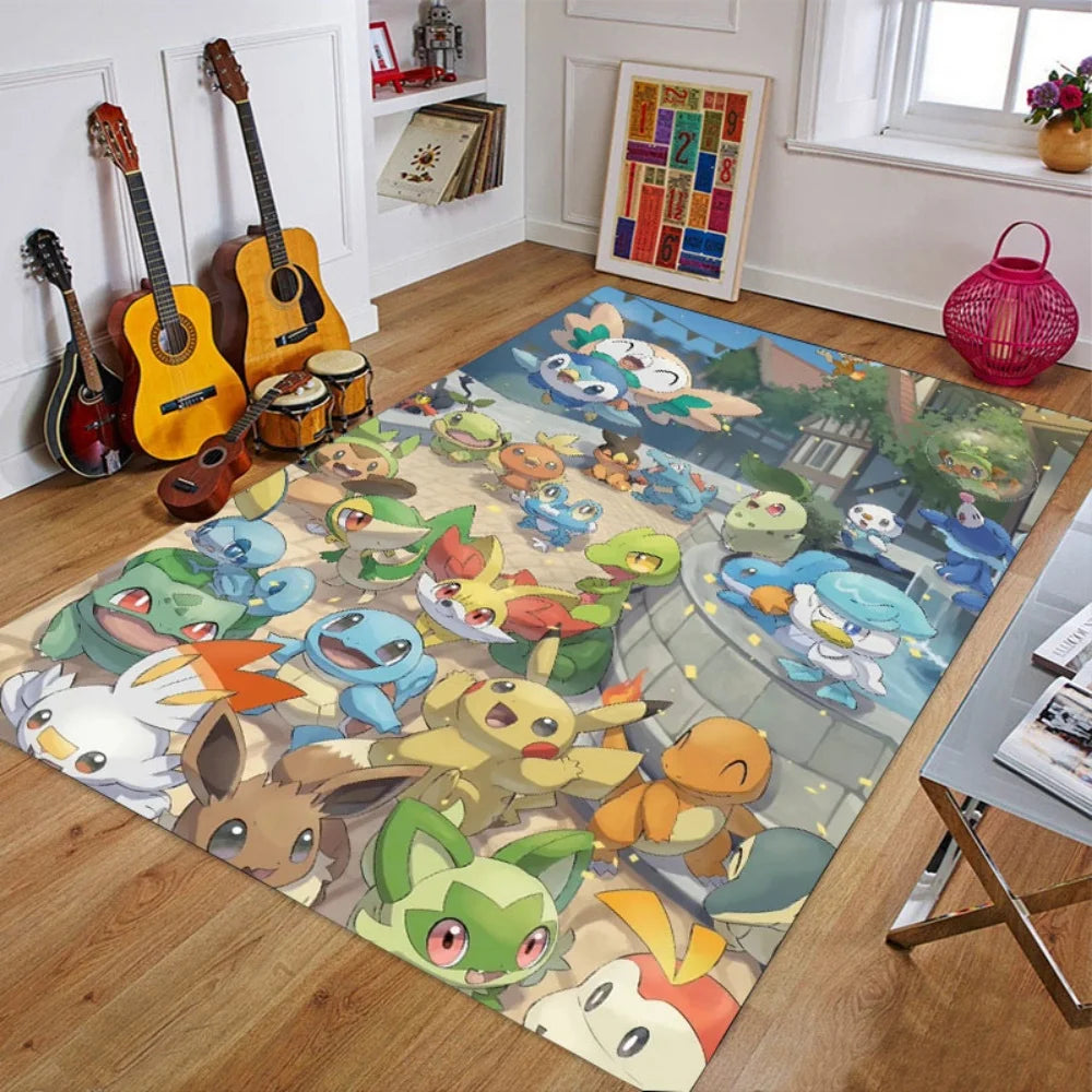 Cartoon Anime Pokemonzd Carpet Rug for Home Living Room Bedroom Sofa Doormat Decor,Child Play Area Rug Non-slip Floor Mat Gifts